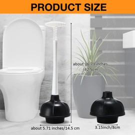 Teenyyou 6 Pcs Toilet Plunger Bulk Heavy Duty Plunger for Bathroom Double Thrust Rubber Force Cup Toilet Bowl Plunger for Drain Toilet Clog Remover Commercial Industrial Use Black 16.73 Inches