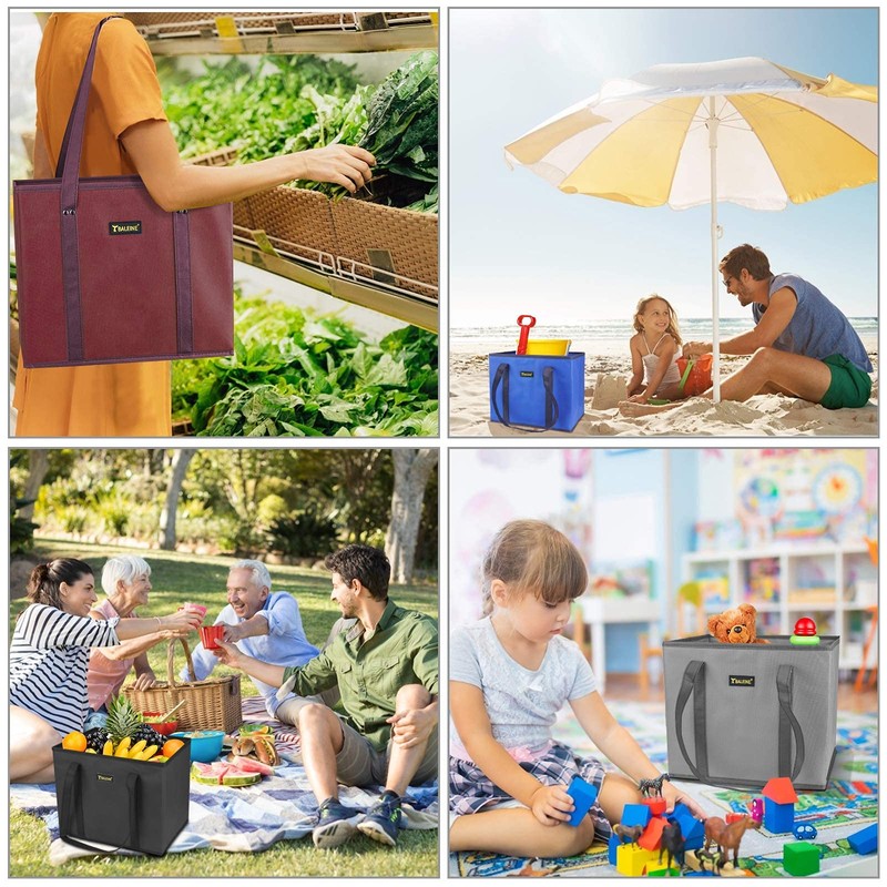 BALEINE 3Pk Reusable Grocery Bags, Foldable Shopping Bags for Groceries