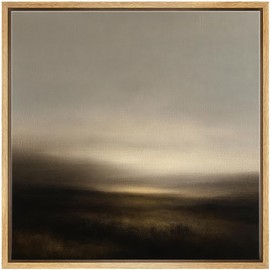 SIGNWIN Framed Canvas Print Wall Art Abstract Landscape Minimalist Dark Horizon Illustrations Modern Art Decorative Boho Relax/Zen Nordic for Living Room, Bedroom, Office - 24"x24" NATURAL