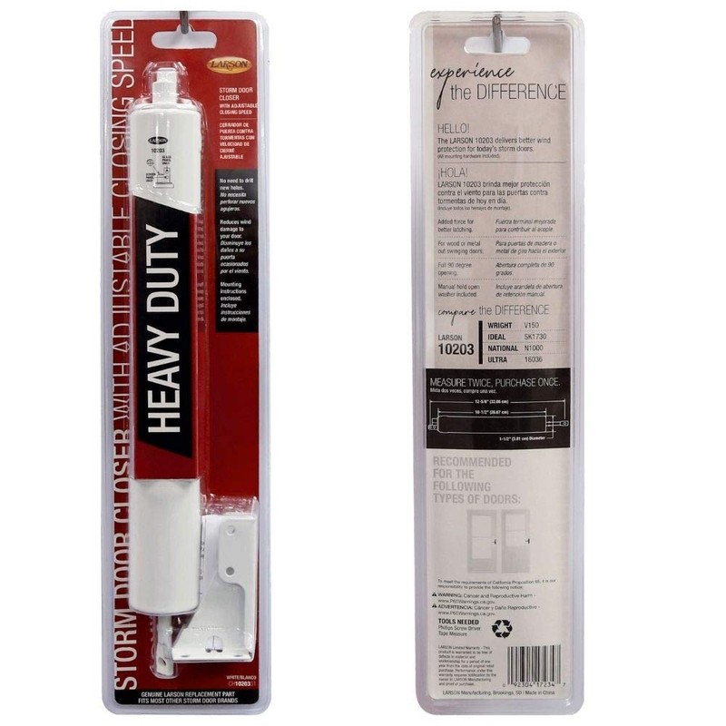 LARSON Certified White Storm Door Heavy-Duty Piston, Storm Door Closer