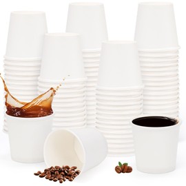 KYYGKY 200 Pack 50ml Paper Cups Single-Wall White Paper Coffee Cups Mini Tasting Cup Small Sampling Cup Hot/Cold Beverage Drinking Cup Party Cups for Party Birthday Weddings Office Bathroom Travel