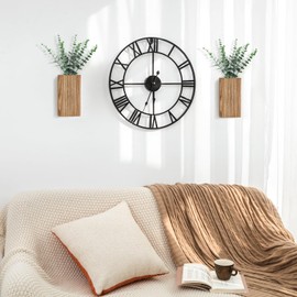 Dahey Dahey 2 Pack Wood Wall Planter Vase with Artificial Eucalyptus Farmhouse Wall Hanging Decor Pocket Planter for Indoor Fake Plants Greenery Flowers, livingroom Bedroom Kitchen Home Office Decoration