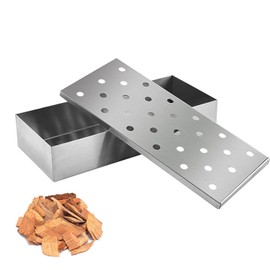 1 Stainless Steel Smoker Box, Sturdy Smoker Box, Bbq Smoker Box, Smoker Box, Smoker Box Grill Accessories, Suitable For Gas Grills And Charcoal Grills (Silver)