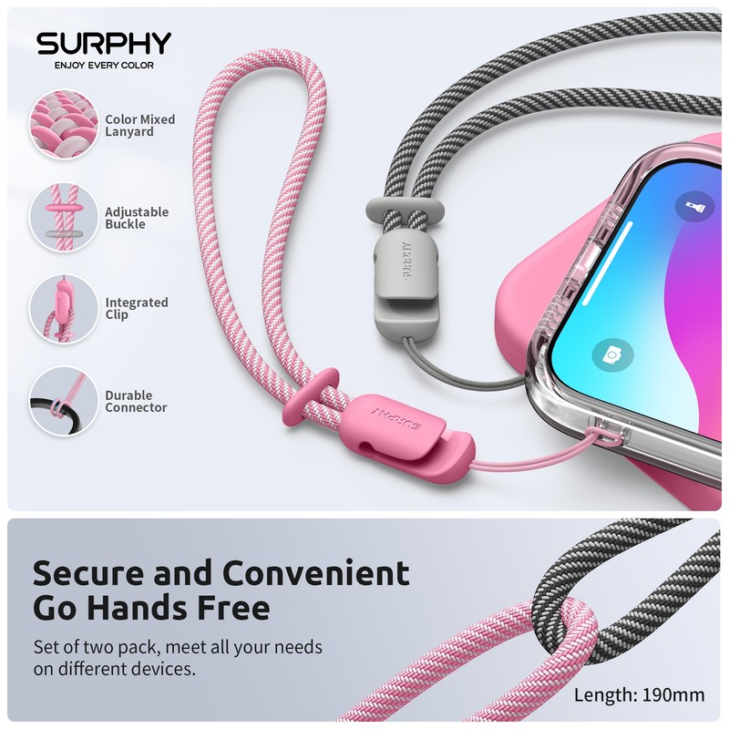 SURPHY Wrist Strap Lanyard for Phone, 2 Pack Adjustable Combination