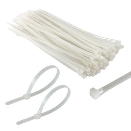 TERF® 50 Pcs Reusable White Cable Ties 150mm (6'') X 7.6mm Heavy Duty Nylon Releasable Adjustable Wire Cable Ties Zip Wraps Plastic Tie for Home Office Garden Garage Workshop DIY Purpose Use
