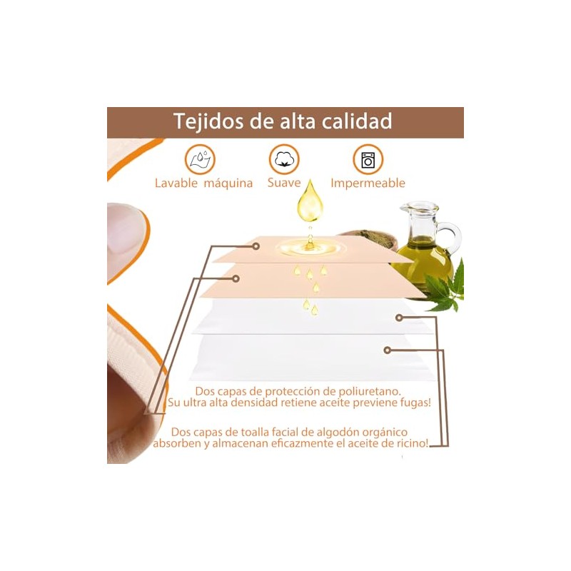 5Pcs Paquete Aceite Ricino Orgánico Reutilizable, Kit de Paquete de