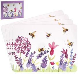Lesser & Pavey Pack of 4 Table Place Mats | Place Mats for Table with British Designs | Lavender & Bees Table Mats for All Types of Kitchens - Jennifer Rose Gallery