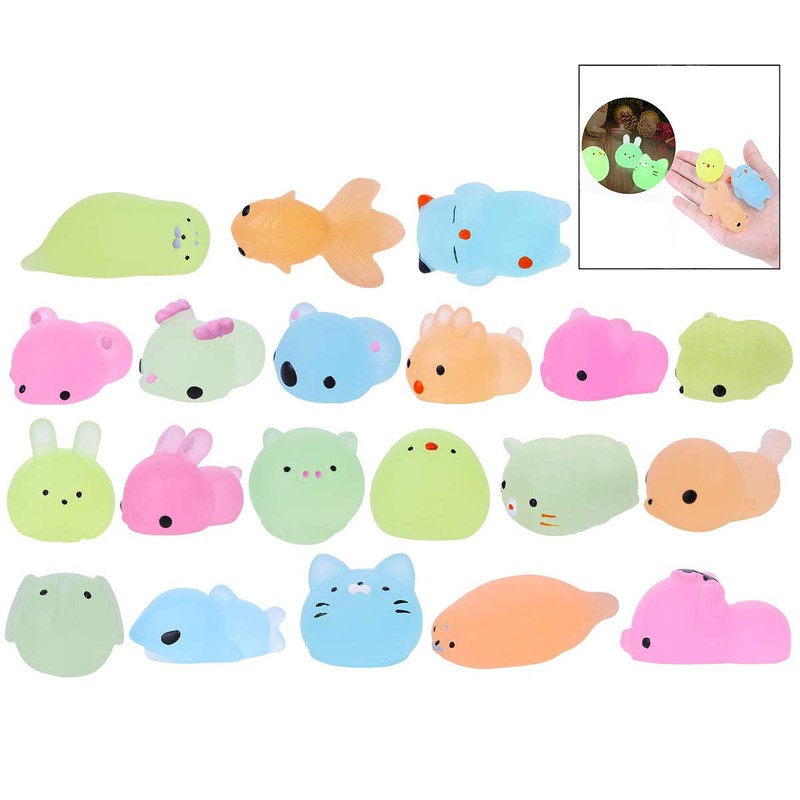 LHKJ 20 Pcs Cute Animal Glowing Mini Squeeze Mesh Ball