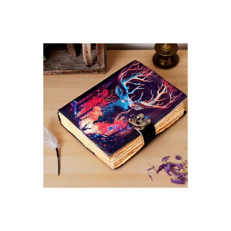Blank Sepellbook of Shadows Journal with Vintage Clasp Lock -Printed