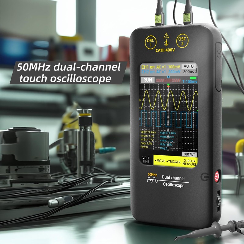 Bside Handheld Oscilloscope 3.98 Inch Touchscreen Digital Oscilloscope Dual Channel
