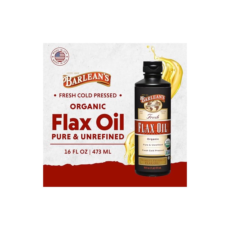 Barlean's Organic Oils Fresh Flax Oil, 16-Ounce Bottle