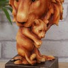 Widdop NATURECRAFT WOOD EFFECT RESIN FIGURINE - LION & CUB