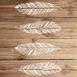 Tribal Feather Wall Art Stencil – Large Stencils for Painting Walls – Try Stencils Instead of Wallpaper – Tribal Stencils for Wall Painting – Stencil Designs for DIY Home Décor (Large)