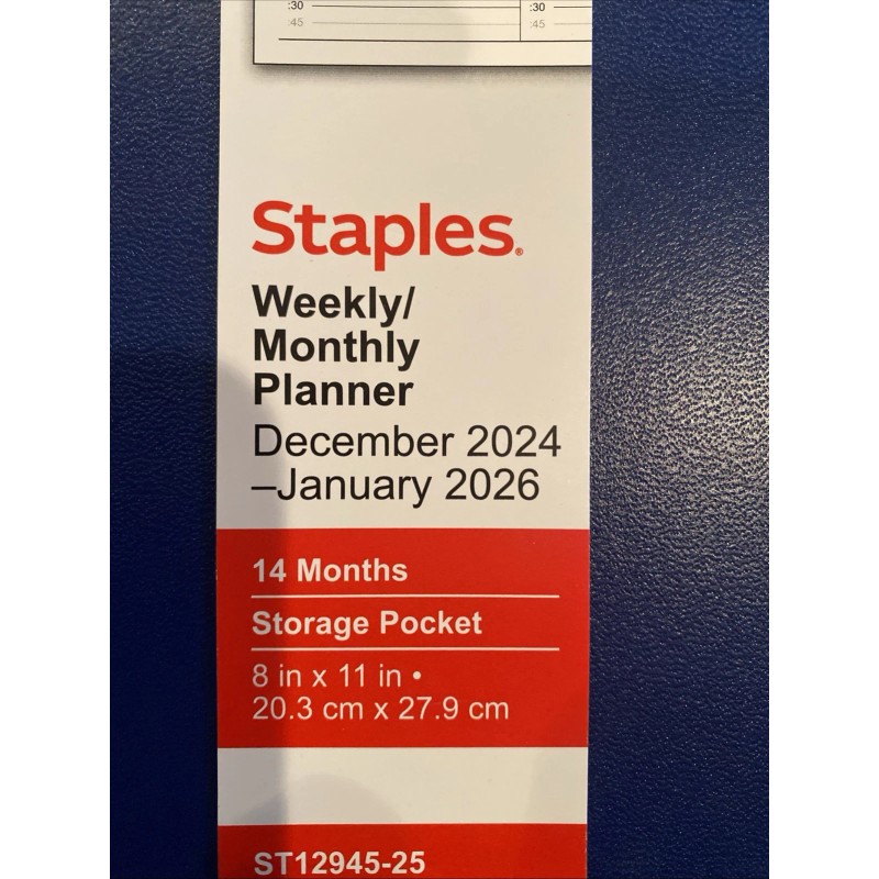 Staples Dec 24-jan 26 14 Month Planner 8.5" x 11"