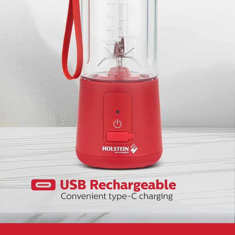 Holstein Housewares - USB Portable Blender, 16oz Personal Smoothie &