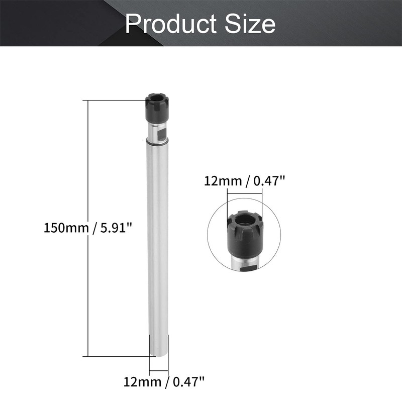 Utoolmart C12 ER8M 150L Router Collet Chuck Extension Rod Straight