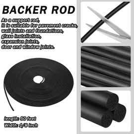 Frienda Backer Rod Foam Rubber Caulk Saver Concrete Expansion Joint Filler Weather Strip Seal for Gaps and Joints (Black,1/8 Inch X 50 ft)