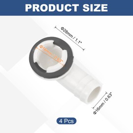 sourcing map 4Pcs Air Conditioner Drain Hose Connector Elbow Fitting with Rubber Ring for Mini-Split Units and Window AC Unit 16mm, White