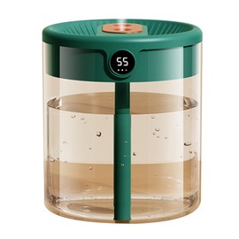 2L Double Nozzle Air Humidifier USB Double Jet Humidifier with LCD Humidity Display Large Capacity Aroma Oil Diffuser for Home Bedroom Green