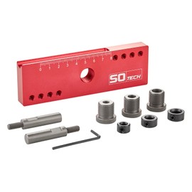 SOTECH Drilling template 145 x 15 x 45 mm for centred drilling on the body of 6/8/10 mm, suitable for push to open door damper, drill gauge with carrying case