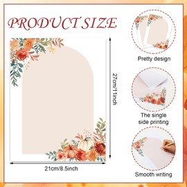 FYSUIMU 60 Sheets Fall Watercolor Stationery Letterhead Paper Pumpkin Flower Writing Letter Paper for Autumn Thanksgiving Notes Greeting Wedding Birthday Invitation Printing, 8.5 x 11 Inch