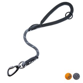 Floxik Short Lead Grey for Dogs Diameter 12 mm Reflective Short Lead Made of Climbing Rope Material Ideal for Lead Training and Free-Wheel Training