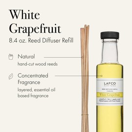 LAFCO New York Reed Diffuser Refill, White Grapefruit - 8.4 oz - Up to 4-Month Fragrance Life - Includes Natural Wood Reeds - Free of Dyes & Propellants - Made in The USA