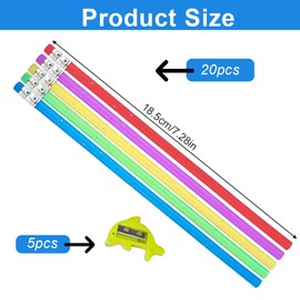 CPJJ Pack of 20 Bending Pencils Children, Pencils Children's Party Bags 5 Pencil Rollers, Small Gifts for Children 6 8 9 Years, Pencils Give Aways Children's Birthday Party