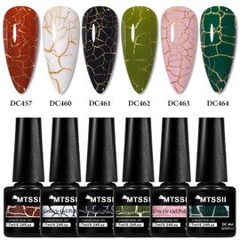 6 Colors Crackle Gel Nail Polish Set Purple Red Blue Green Pink White Amazing Crackle Effect Long-lasting UV LED Lamp Needed