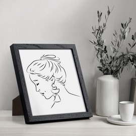 8x8 Oak Wood Picture Frame in Black, 8"x8" Photo Frame for Wall, Square Frames 8x8 with Stand for Tabletop Display, Real Tempered Glass, 8 x 8 Picture Frames (Black Color, 1 Pack)
