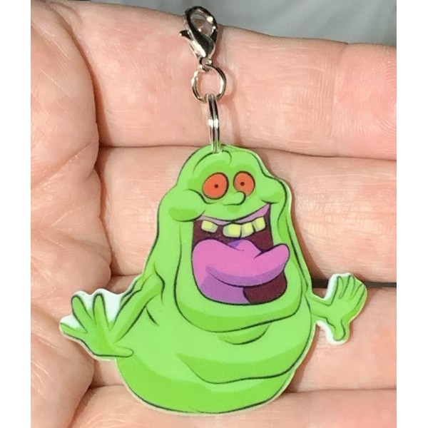 Acrylic Green Ghost Slimer Ghostbusters Charm Zipper Pull & Keychain