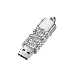 GARRULAX USB Flash Drive, 16GB/32GB/64GB/128GB USB 2.0 Heart Shaped Memory Stick with Date Memory, Pendrive Thumb Drives with Chain (Silver, 64GB)