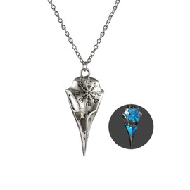 Uarein Luminous Raven Skull Pendant Necklaces.Gothic Bird Skull Pendant Necklace Creative Viking Necklace Fashion Jewelry Gifts for Men Best Friends (Style 2)