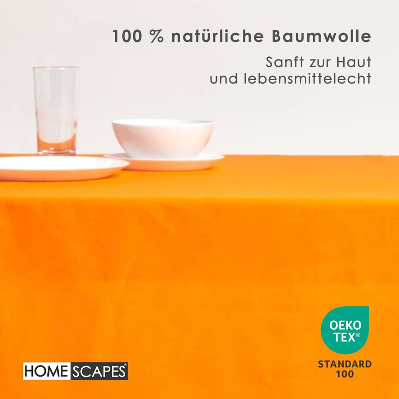 Plain Cotton Orange Tablecloth, 54 x 90 Inches