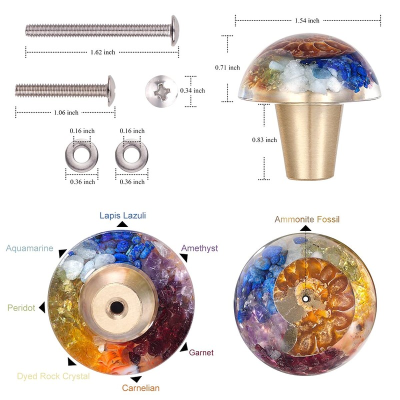 KYEYGWO Pack of 2 Natural Snail Ammonite Fossil Furniture Knobs,