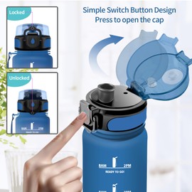 Vikaster Water bottle, Trinkflasche 1.5l, Große trinkflasche, Trinkflasche Kohlensäure Geeignet, Trinkflasche auslaufsicher, Sportflasche für Fitness, Outdoor