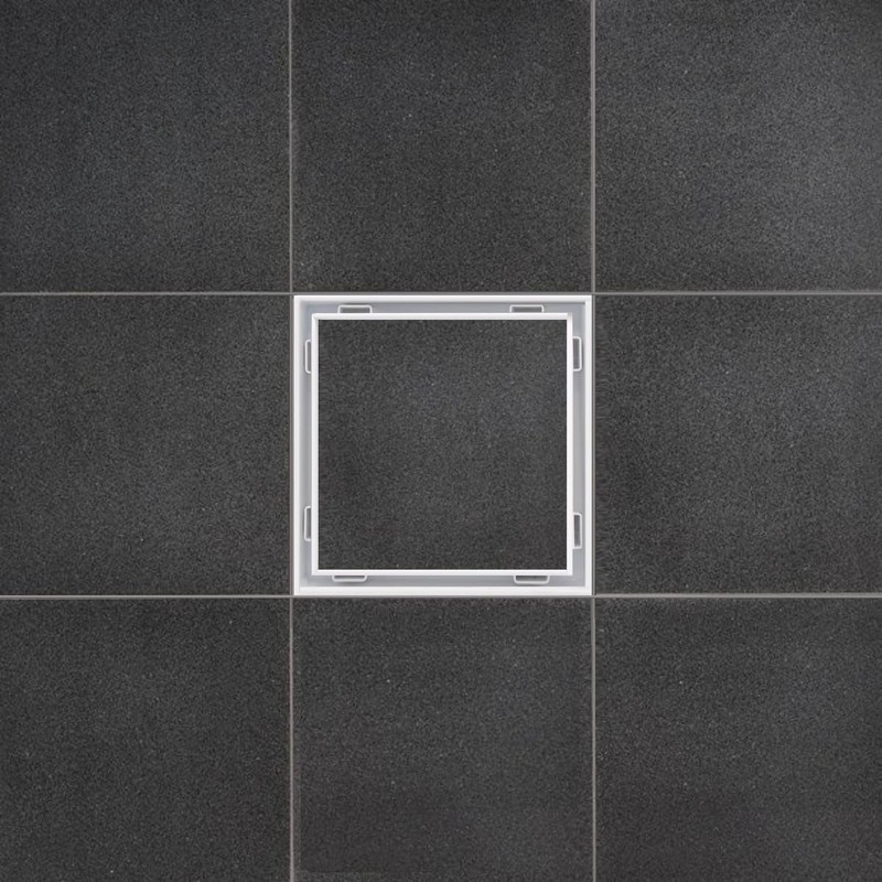 SereneDrains 304 Stainless Steel Tile in Matte White Square Shower