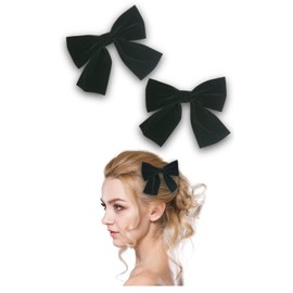 Edges42 Velour Ribbon Velour Ribbon Black Fabric Velvet Ribbon Barrette Ribbon Set of 2 (Clips)