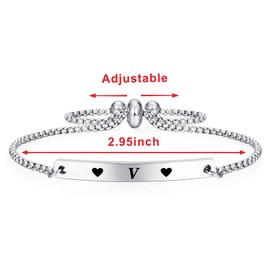 Jzxwan Birthday Valentine's Bracelet for Women Love Letter V Gifts for Wife Girlfriend
