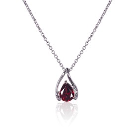 namana 925 Sterling Silver Necklace With Natural Garnet Gemstone Pendant for Women, Sterling Silver Necklace With Semi-Precious Pear-Shaped Garnet Stone set on an Elegant Pendant for Women.