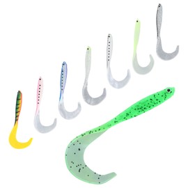 Fishing Lure Set, 8 Pieces Rubber Fish with Twister Tail, Premium Rubber Fish Set, Fishing Accessories, with Hook Pockets for Standard Jig Head and Offset Hooks, Pike Bait, Perch Bait, 12.5 cm, 6 g