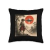 German Shorthaired Pointer Samurai UFO Japanese Ukiyo-e Dog Throw Pillow