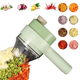 Juego de cortador de verduras eléctrico portátil de 4 en 1, mini procesador de alimentos inalámbrico con cepillo, picador de ajo eléctrico, machacador