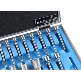 Accusize Industrial Tools 21 Piece Metric H.S.S. Interchangeable Pilot Counterbore Set, Straight Shank, 8.5-16.5 mm, 3620-0122