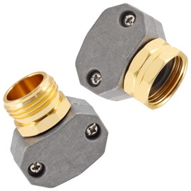 4 Pcs Garden Hose Repair Kit, Aluminum Alloy Garden Mender End Repair Kit - Water Hose Male Female, Fit 5/8" And 3/4" Garden Hose Connector