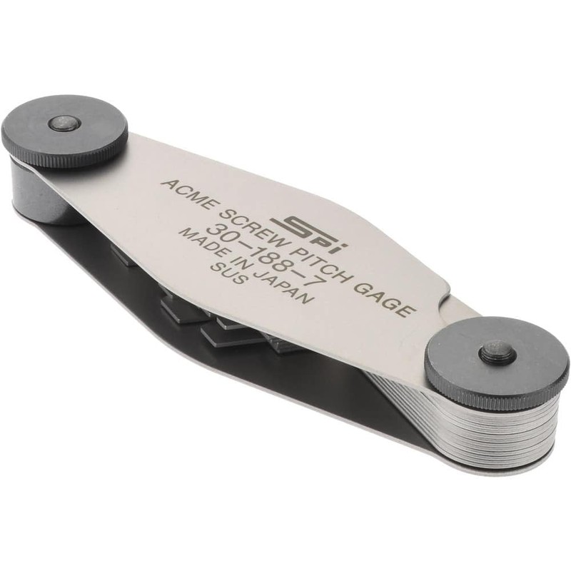SPI 30-188-7 Stainless Steel Acme Screw Pitch Gage: 12-Leaf, 2mm