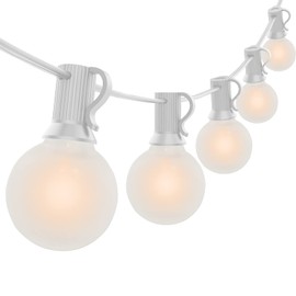 Abeja G40 LED Globe String Lights, 25Ft Outdoor Frosted Patio Lights with 27 Shatterproof Bulbs(2 Spare), Hanging LED String Lights for Outside Backyard Porch Umbrella Bistro Decor, White Wire