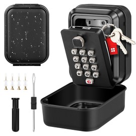 LUROON Key Safe Wall Mounted Police Approved, Waterproof Key Lock Box Outdoor, Extra Large Key Safe Box 12-Digit Combination Keysafe Lockbox with Weatherproof Cover for Home Garage Office School
