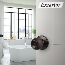 Probrico Round Oil Rubbed Bronze Bed/Bath Door Knobs Privacy Door Knobs Interior Keyless Door Locks (4 Pack)