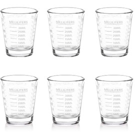 Shot Glasses Measuring Cup Set 6 Pack Espresso Shot Glasses Liquid Heavy Glass 26-Incremental Measurement 1 OZ, 2 TBS, 6 TSP, 30 ML Kitchen Tools(White)